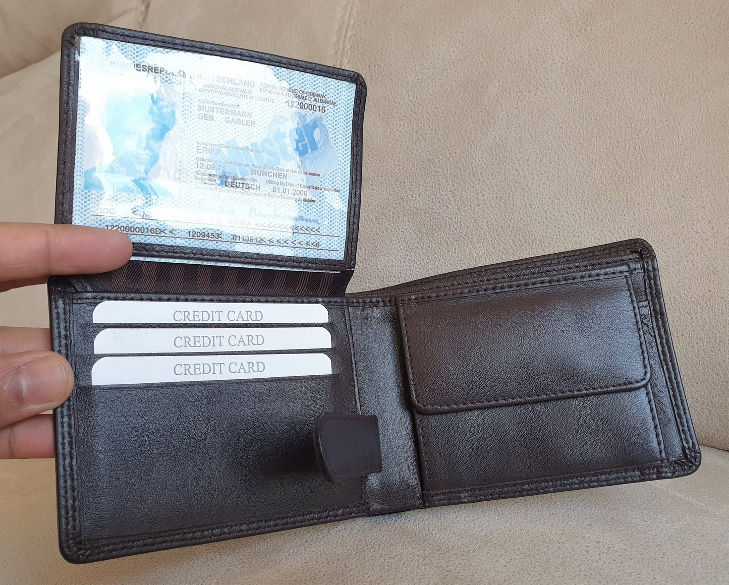 Personalised Brown Handmade Soft Smooth Real Leather Wallet For Men | Cash, Credit Card, Coin Pocket Bifold Leather Wallet