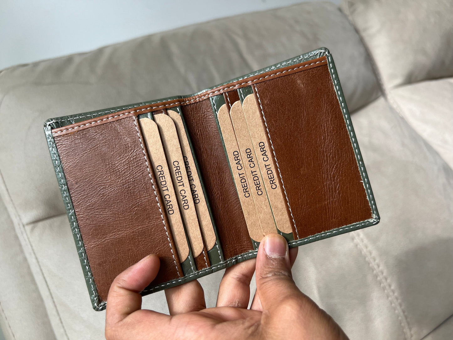 Handmade Real Leather Wallet for Men | Super Slim Leather Wallet | Crocodile Immitate Leather Wallet | Personalisable Leather Wallet