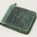 Personalised Handmade Real Leather Wallet For Me'n and Women | Hunter Green Leather Round Zipper | Birthday, Fathers Day, Anniversary Gift