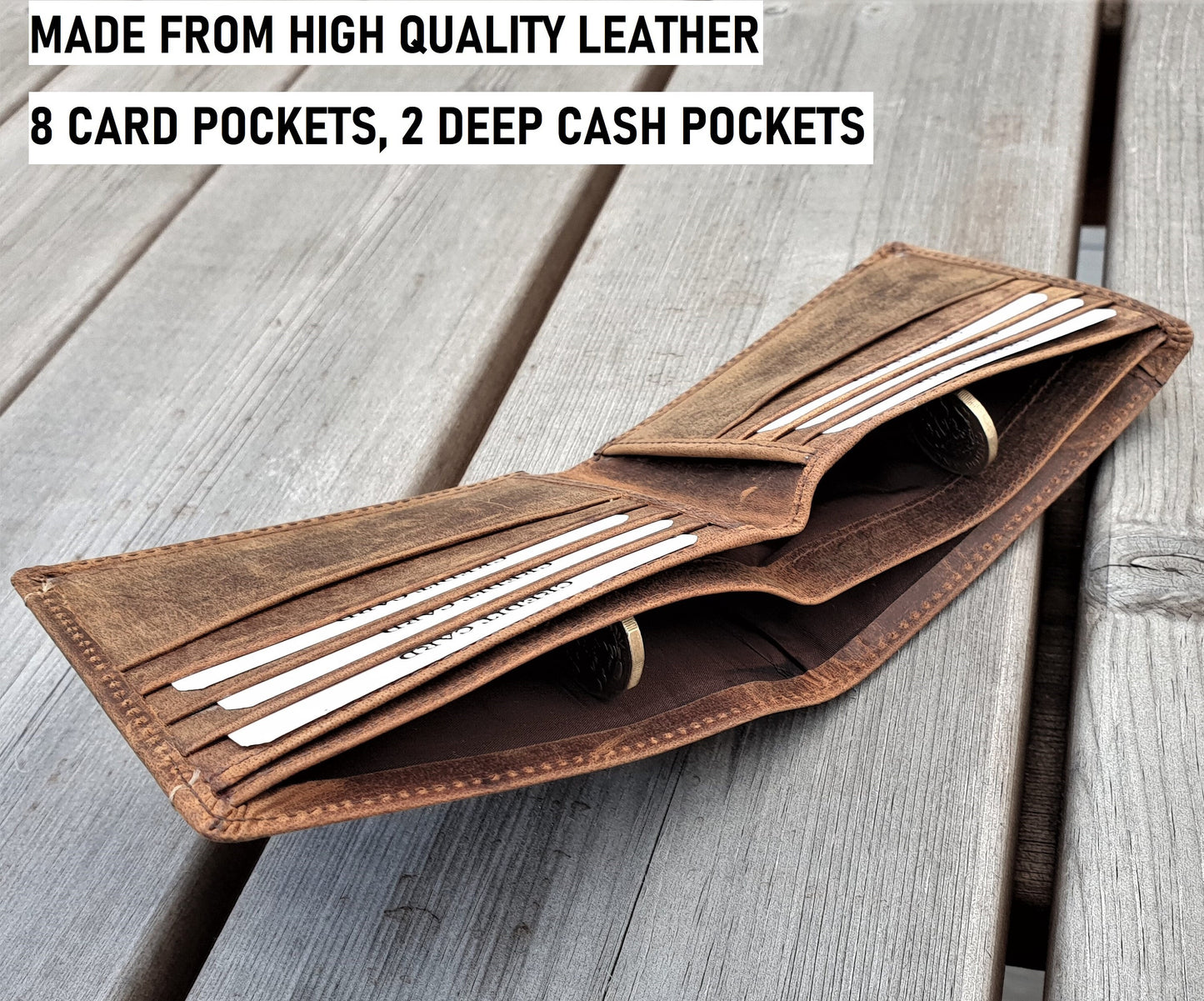 Personalised Handmade Top Grain Leather Wallet for Men, RFID Men's Girls Real Leather Wallet, Birthday, Anniversary Graduation Gift