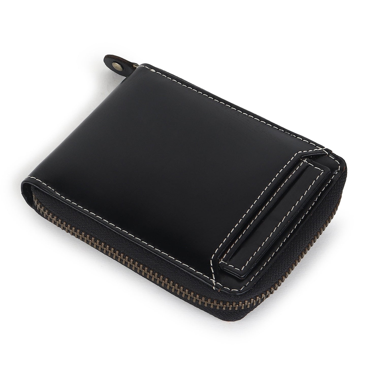 Personalised Black Round zipper Wallet for Men | Christmas Gift for Dad, Groomsmen Gift , Birthday Gift For Husband | Gift Boxed & Gift Bag