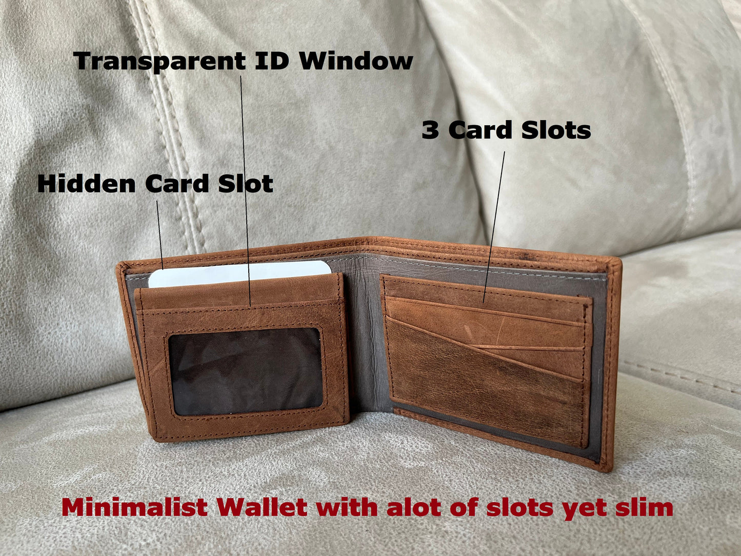 Handmade Personalised Real Leather Wallet For Men | Minimalist Genuine Leather Wallet | Engraved Gift Birthday Gift | Gift Boxed