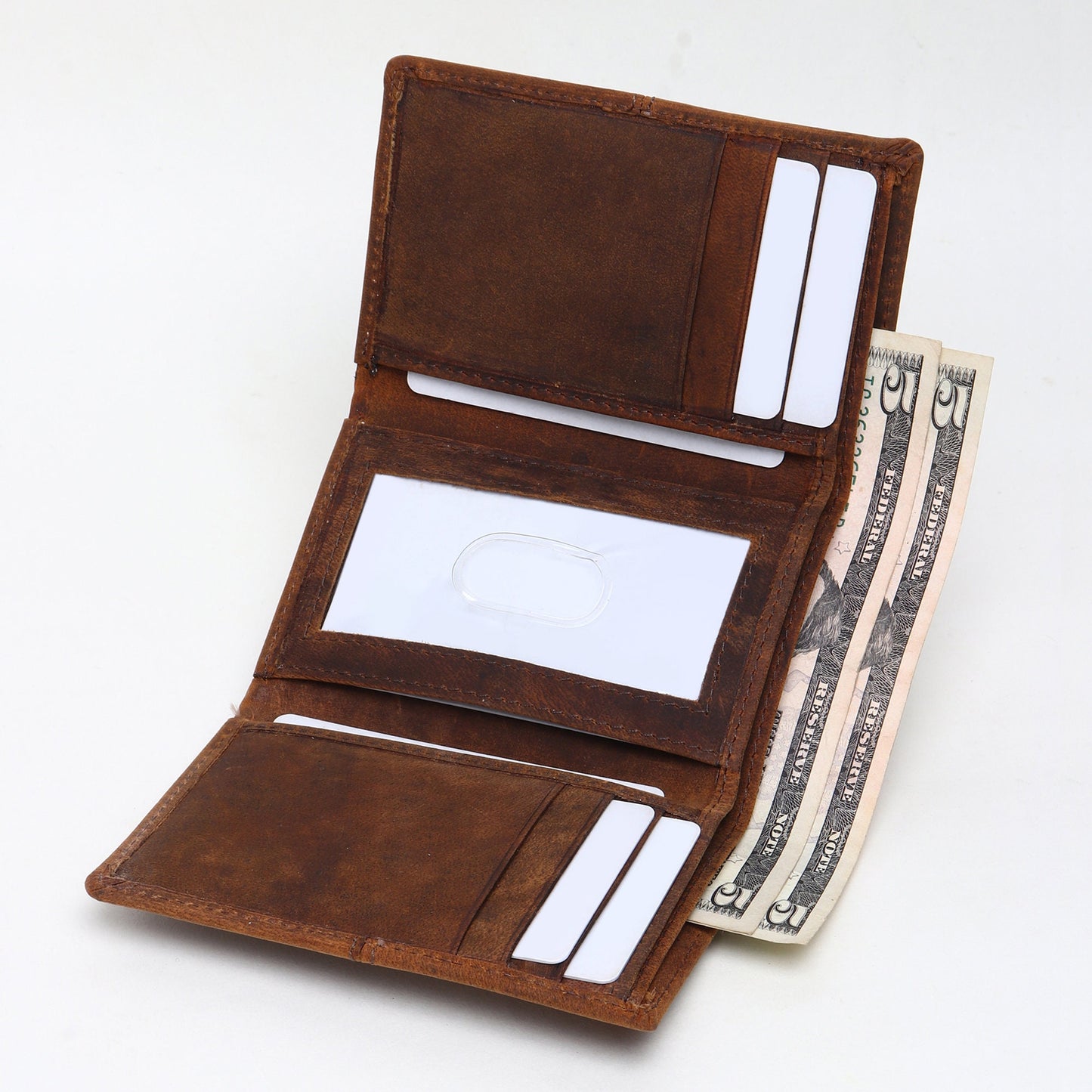 Personalised Men's Wallet | Real Leather Wallet For Men | Trifold Aged Leather Wallet | Anniversary Gift, Father's Day Gift | Christmas Gift