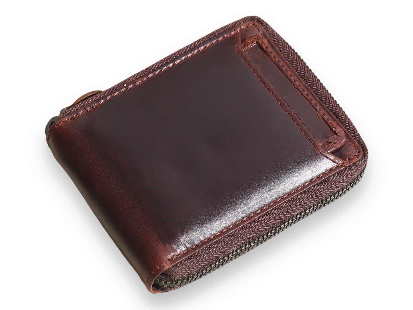 Personalised Wallet | Brown Wallet | Round Zipper Personalized Custom Wallet | RFID Safe | Anniversary, Birthday, Groomsmen, Christmas Gift