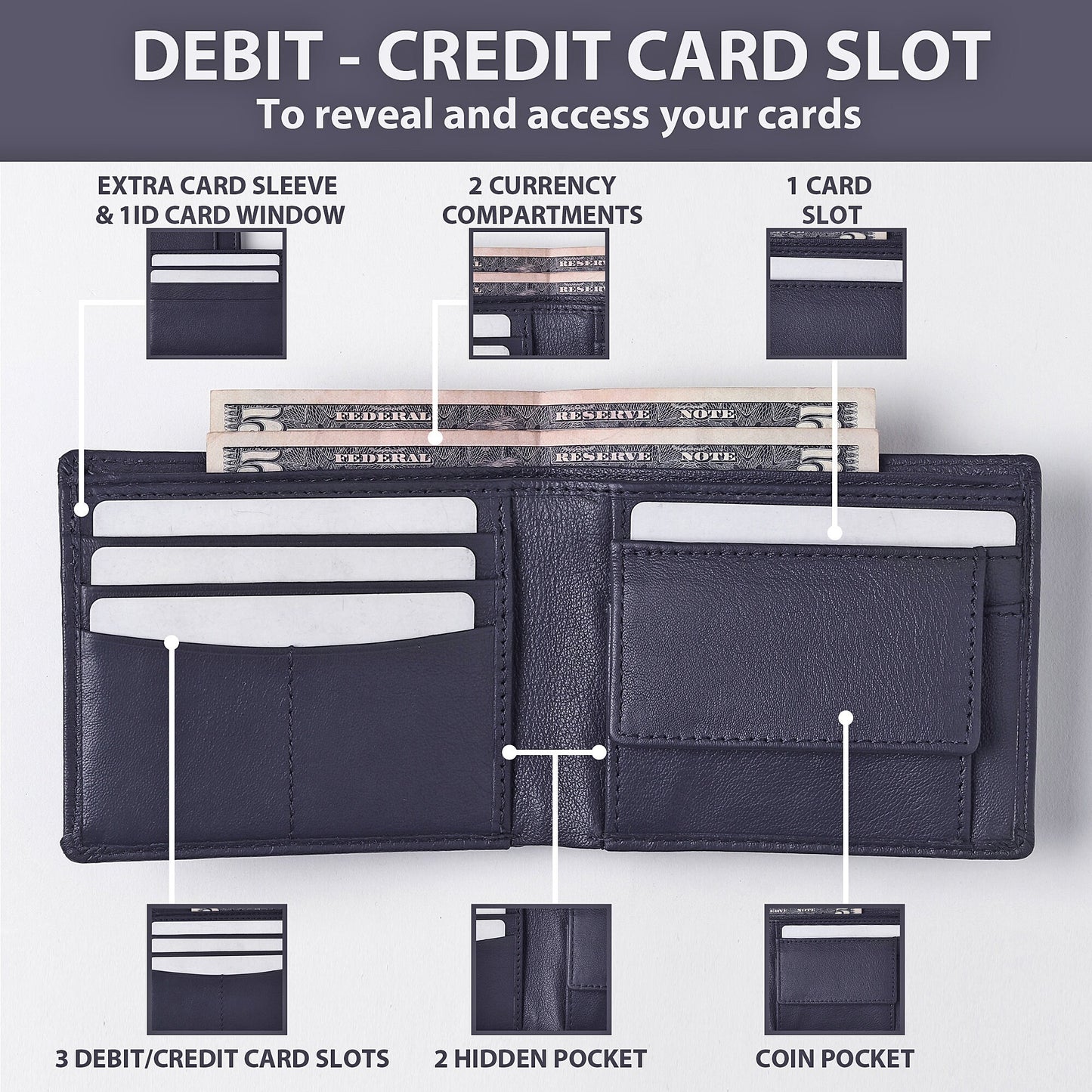 Personalized Soft Leather Men's Wallet | Custom Engraved Real Leather Wallet For Men | Christmas, Birthday, Anniversary Gift For Men