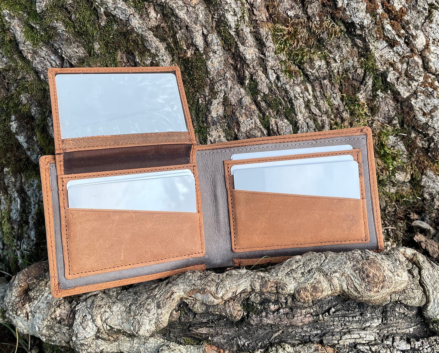 Personalised Genuine Leather Wallet Men, Handmade Slim Hunter Leather Wallet, Gift Bag Packed, Full Grain Leather Wallet