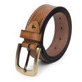 Personalised Real Leather Belt, Handmade Tan Full Grain Leather Belt for Men and Women, Antique Brass Buckle Unisex Belt 38 mm Wide