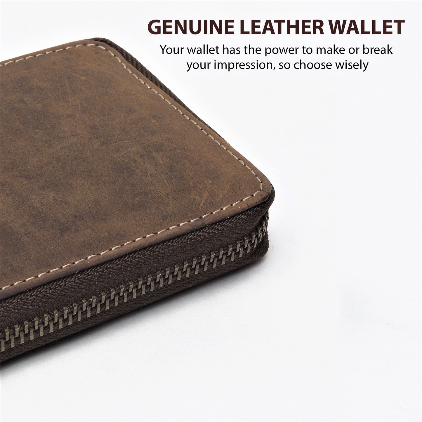 Handmade Leather Wallet | Unisex Zipper Wallet | RFID Men's Woman's Wallet | Perfect for Birthday Anniversary, Father’s Day Groomsmen Gift