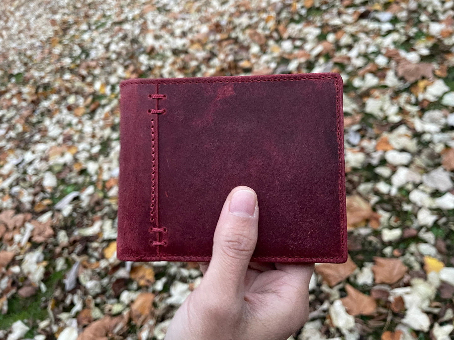 Handmade Full Grain Leather Wallet For Men and Women | Military Green, Ox Blood Red Compact Wallet | Perfect For Gift