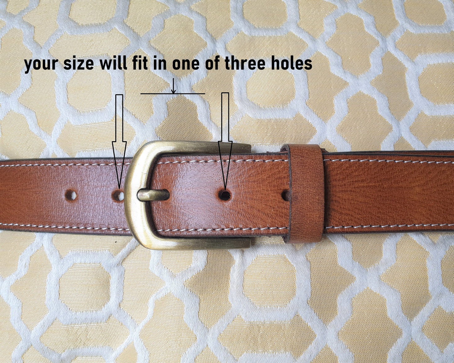 Personalised Real Leather Belt, Handmade Tan Full Grain Leather Belt for Men and Women, Antique Brass Buckle Unisex Belt 38 mm Wide
