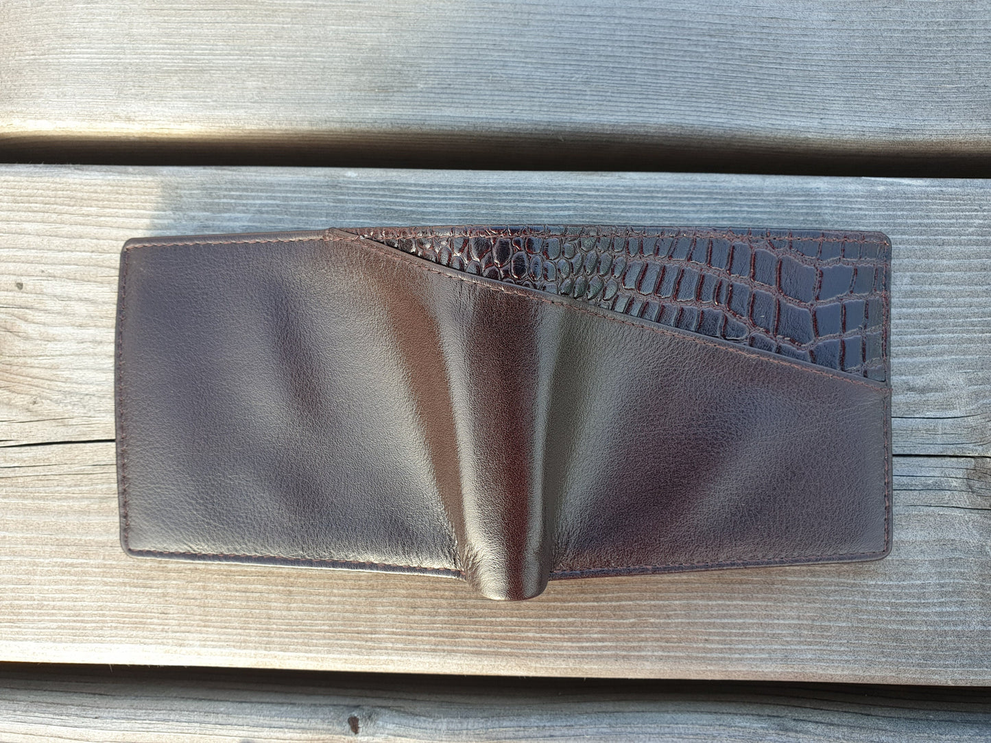 Brown Crocodile Immitate 100% Real Leather Wallet for Men | Men's Slim Coin Pocket Wallet | Premium Gif Packed | Worldwide Free Delivery