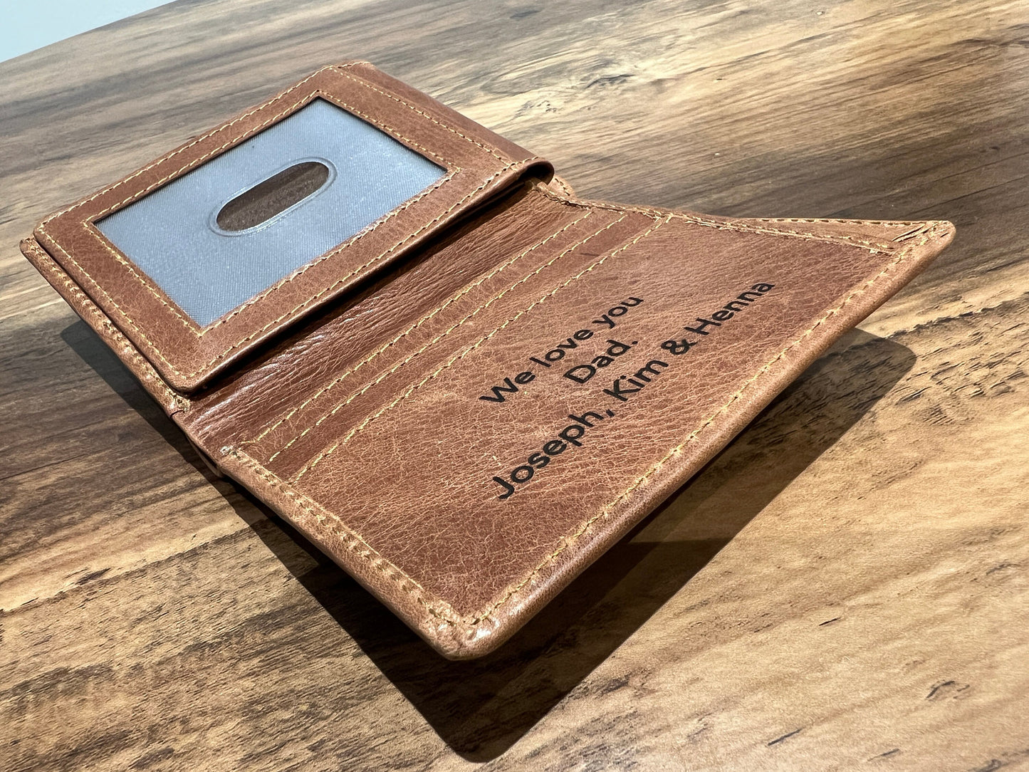 Personalised Handmade Mens Wallet | Real Leather Small Wallet | Engrave Name Message and Photo On the Wallet | Gift For Dad | Groomsmen Gift