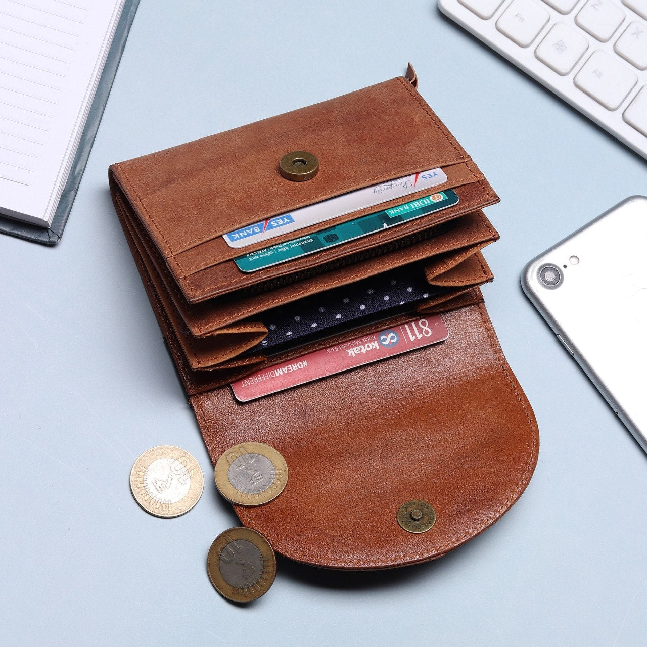 Handmade RFID Safe Real Leather Wallet | Genuine Leather Womens Clutch, Woman’s Zipper Wallet | Perfect for Anniversary, Birthday Gift