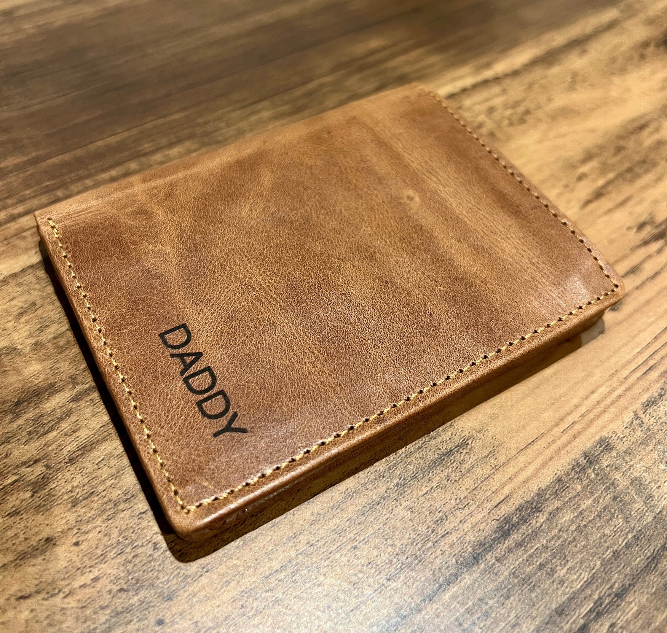 Personalised Handmade Mens Wallet | Real Leather Small Wallet | Engrave Name Message and Photo On the Wallet | Gift For Dad | Groomsmen Gift