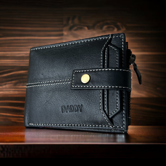 Personalised Soft Black Leather Wallet For men and Women | Uniquely Designed Real Leather RFID Wallet | Perfect Christmas, Birthday Gift