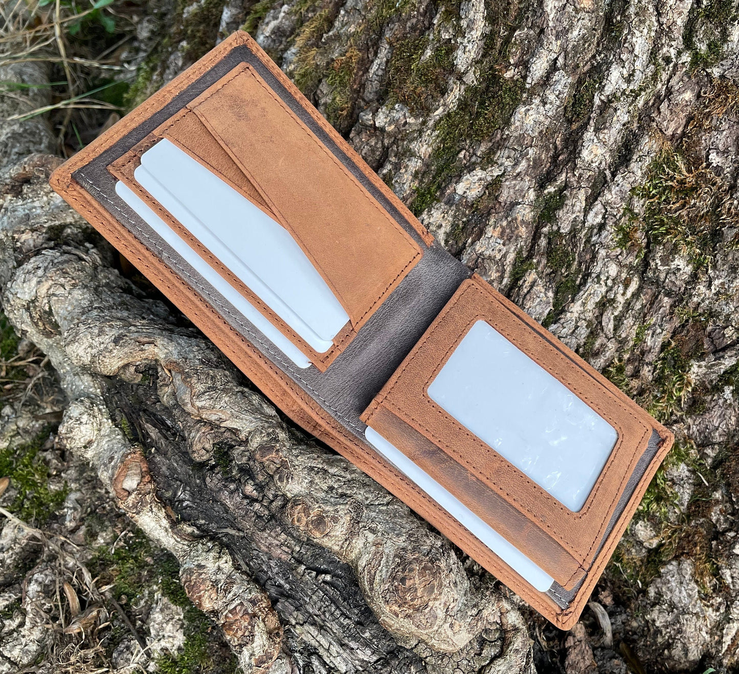 Personalised Genuine Leather Wallet Men, Handmade Slim Hunter Leather Wallet, Gift Bag Packed, Full Grain Leather Wallet