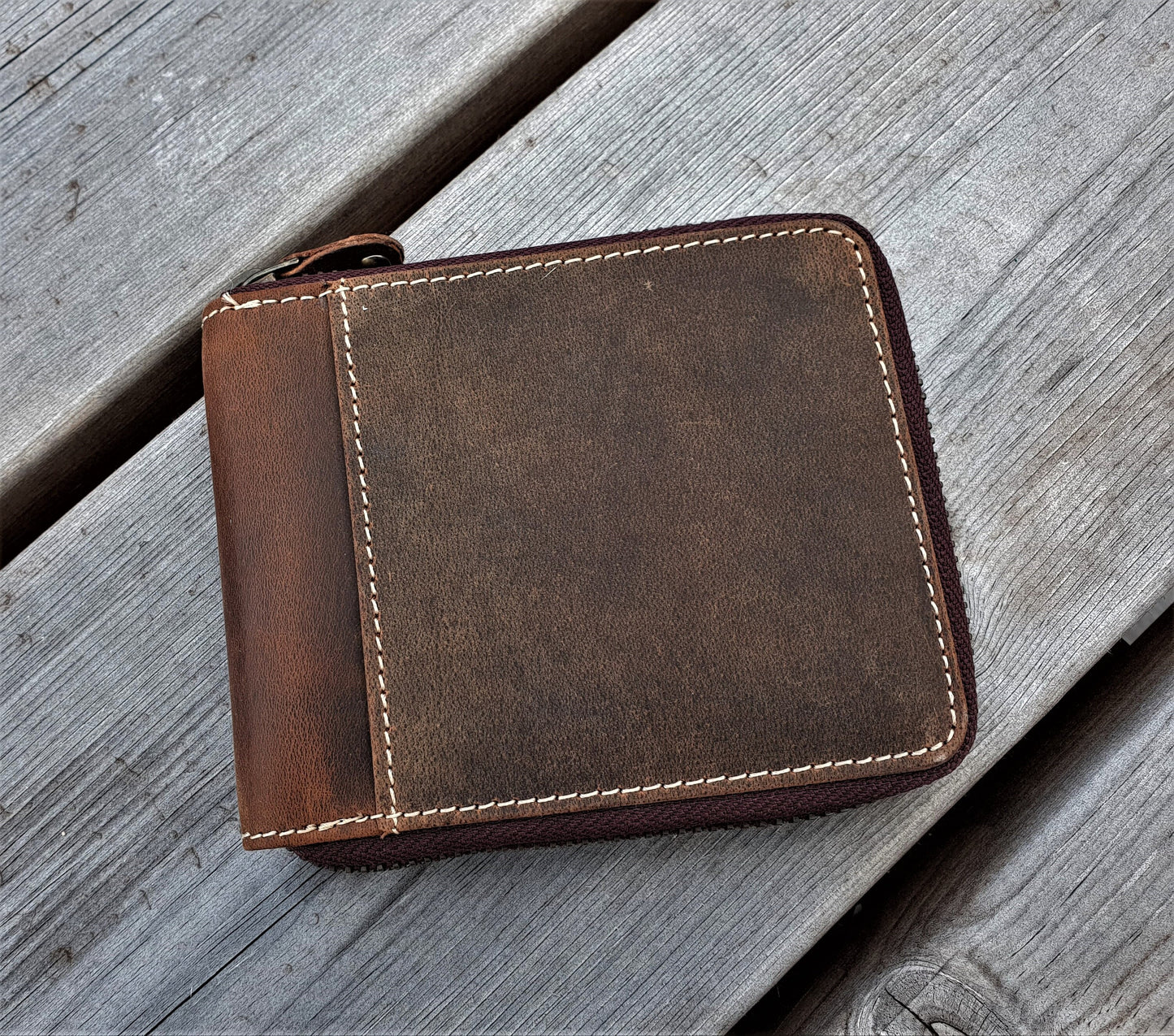 Handmade 100% Original Leather RFID High Quality Genuine Leather Coin Pocket Credit Card Round Zip Closure Wallet, Personalised Wallet