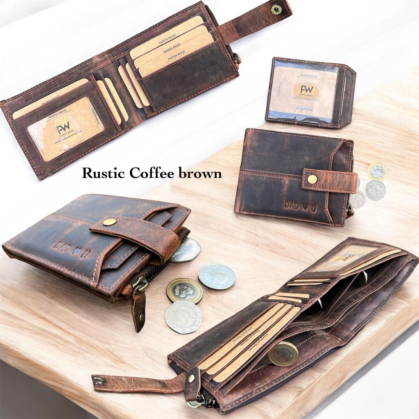 Personalised Gift 100% Real Leather Mens Wallet | Handmade Custom Engraved Bifold Men's Wallet Birthday Gift | Anniversary Gift for Him