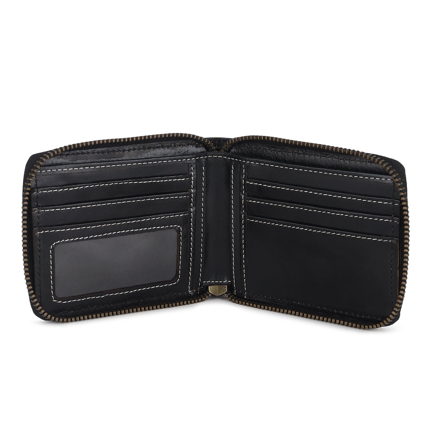 Personalised Black Round zipper Wallet for Men | Christmas Gift for Dad, Groomsmen Gift , Birthday Gift For Husband | Gift Boxed & Gift Bag