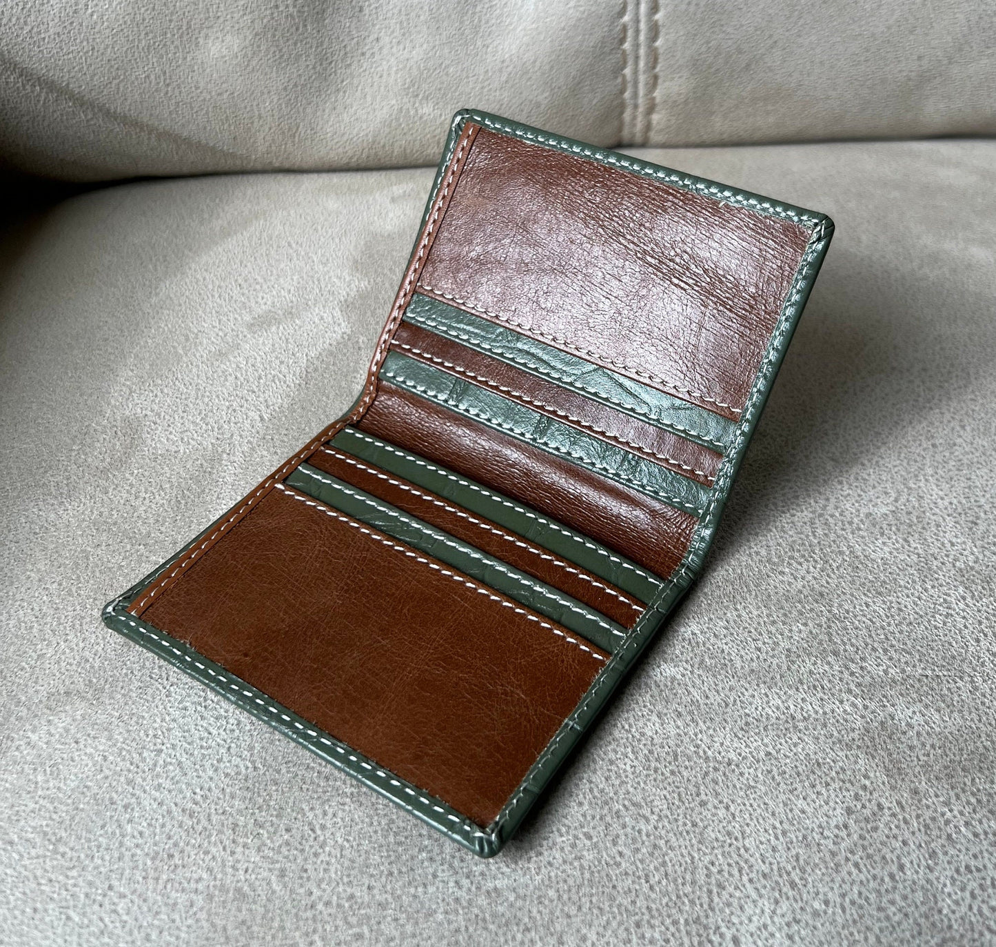 Handmade Real Leather Wallet for Men | Super Slim Leather Wallet | Crocodile Immitate Leather Wallet | Personalisable Leather Wallet