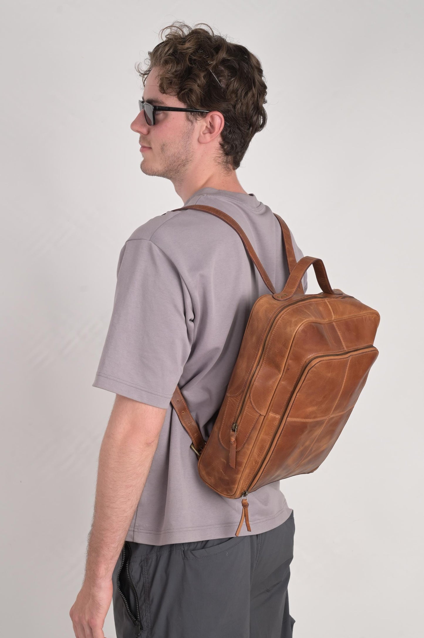 Personalised Leather Backpack, Handmade Office Laptop Bag, Work Bag, Tan High Quality Leather Bag, Gift For Him, Christmas, Anniversary Gift