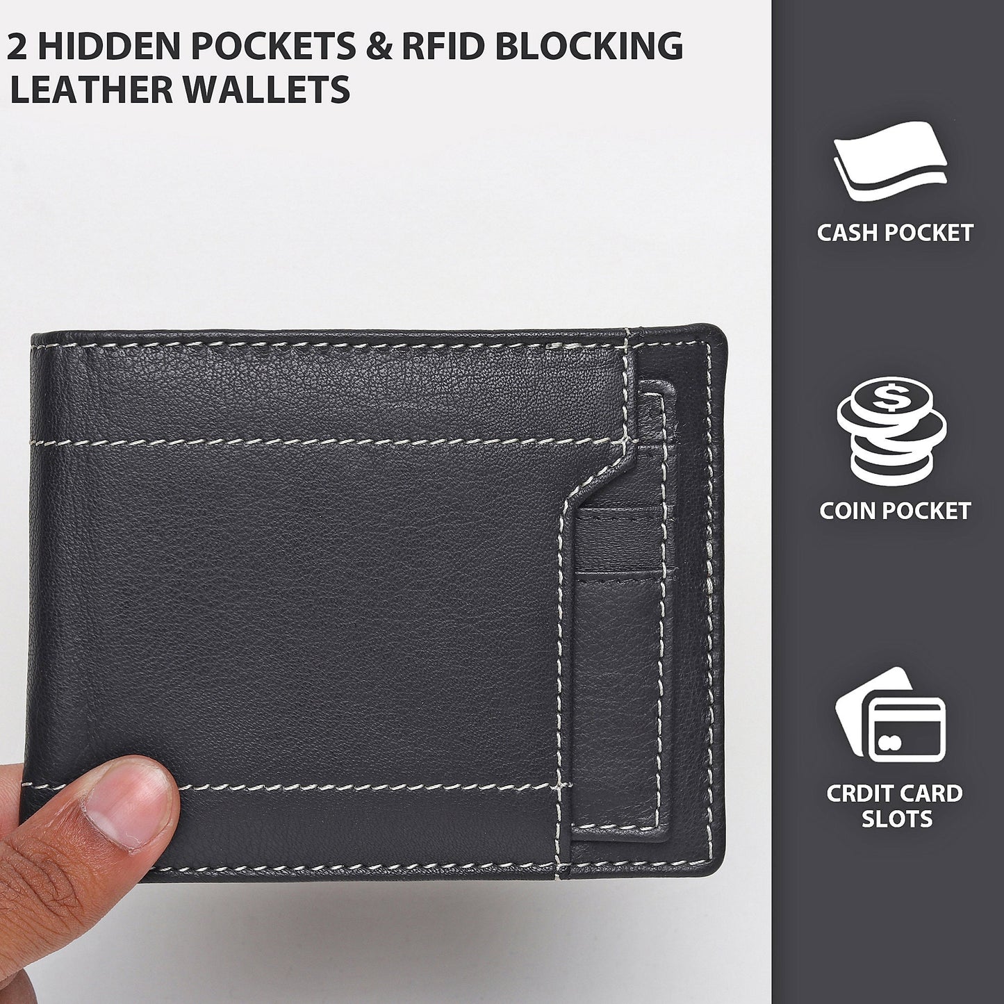 Handmade Stitched Real Leather Wallet | Soft Leather Wallet | Personalised with Name or Initials Perfect Gift Wallet | Gift Boxed