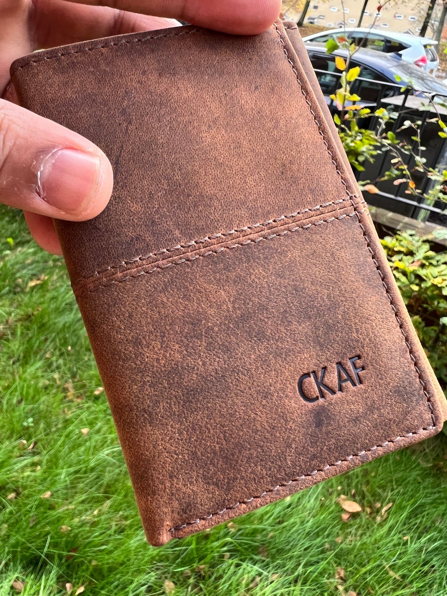 Personalised Tri fold Leather Wallet, RFID Safe Mens Slim Wallet, Handmade Groomsmen, Anniversary, Birthday, Father’s Day, Christmas Gift
