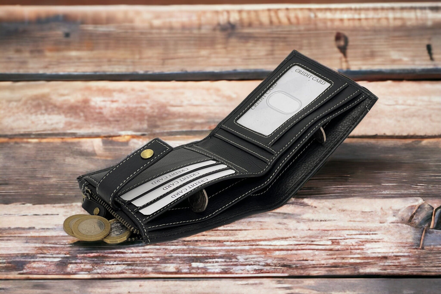 Personalised Soft Black Leather Wallet For men and Women | Uniquely Designed Real Leather RFID Wallet | Perfect Christmas, Birthday Gift