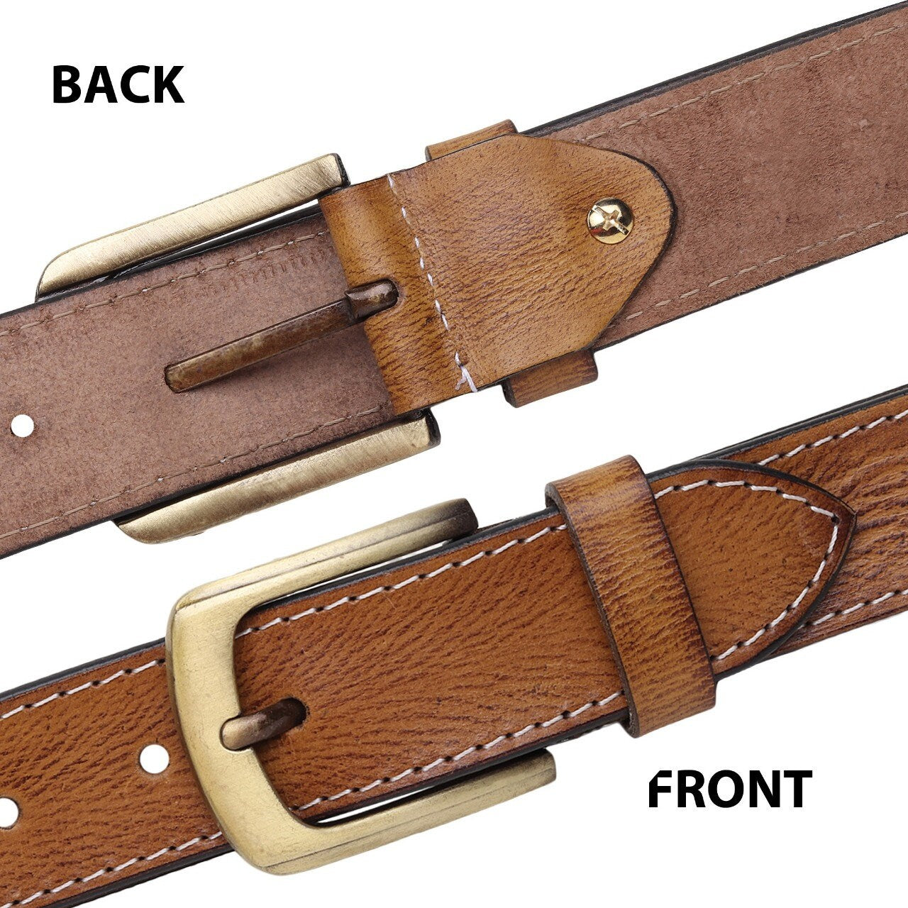 Personalised Real Leather Belt, Handmade Tan Full Grain Leather Belt for Men and Women, Antique Brass Buckle Unisex Belt 38 mm Wide