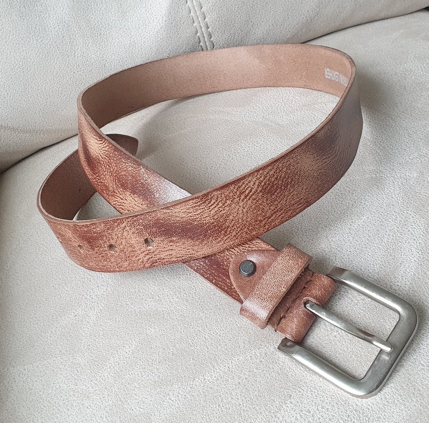 Personalised Hand stitched Full Grain Men's Leather Belt | 100% Real Leather Belt For Men | 40 mm Wide | Alloy Buckle | Handmade Gift Bag