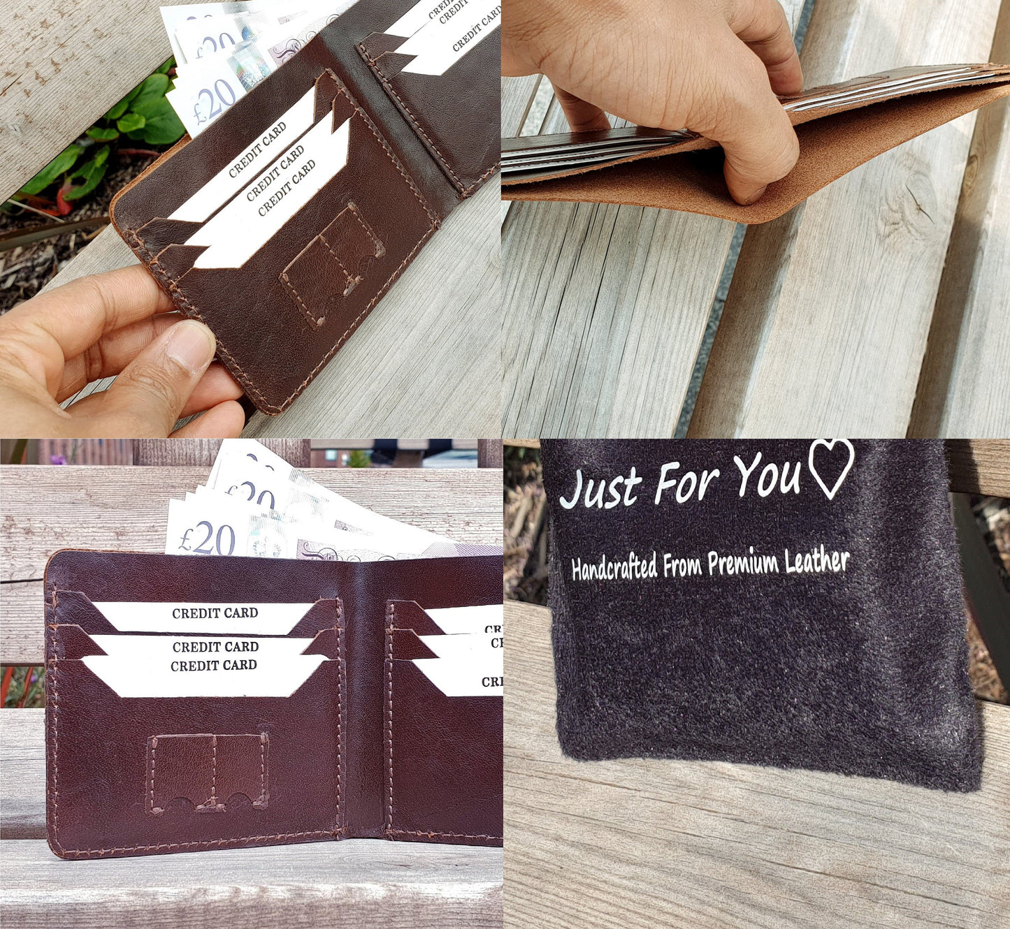Handmade Purely From Leather, Ultra Slim Wallet Credit Card Holder | RFID Real Laether Super Slim Wallet, Perfect For Gift, Gift Bag Packed