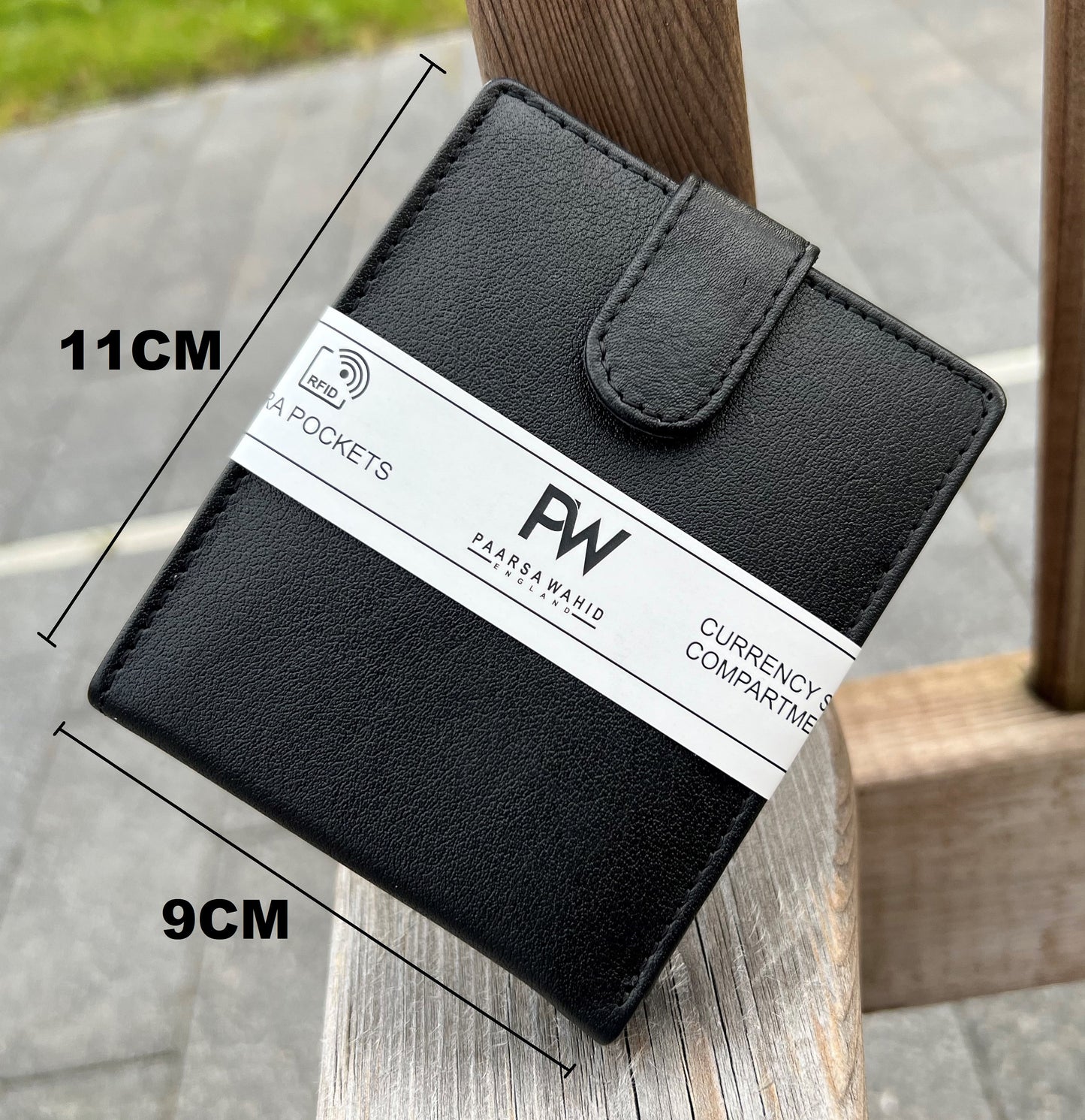 Black Smooth Leather Wallet For Men and Women, Girl's Men's Women's Leather Wallet | Loop Closure Leather Wallet