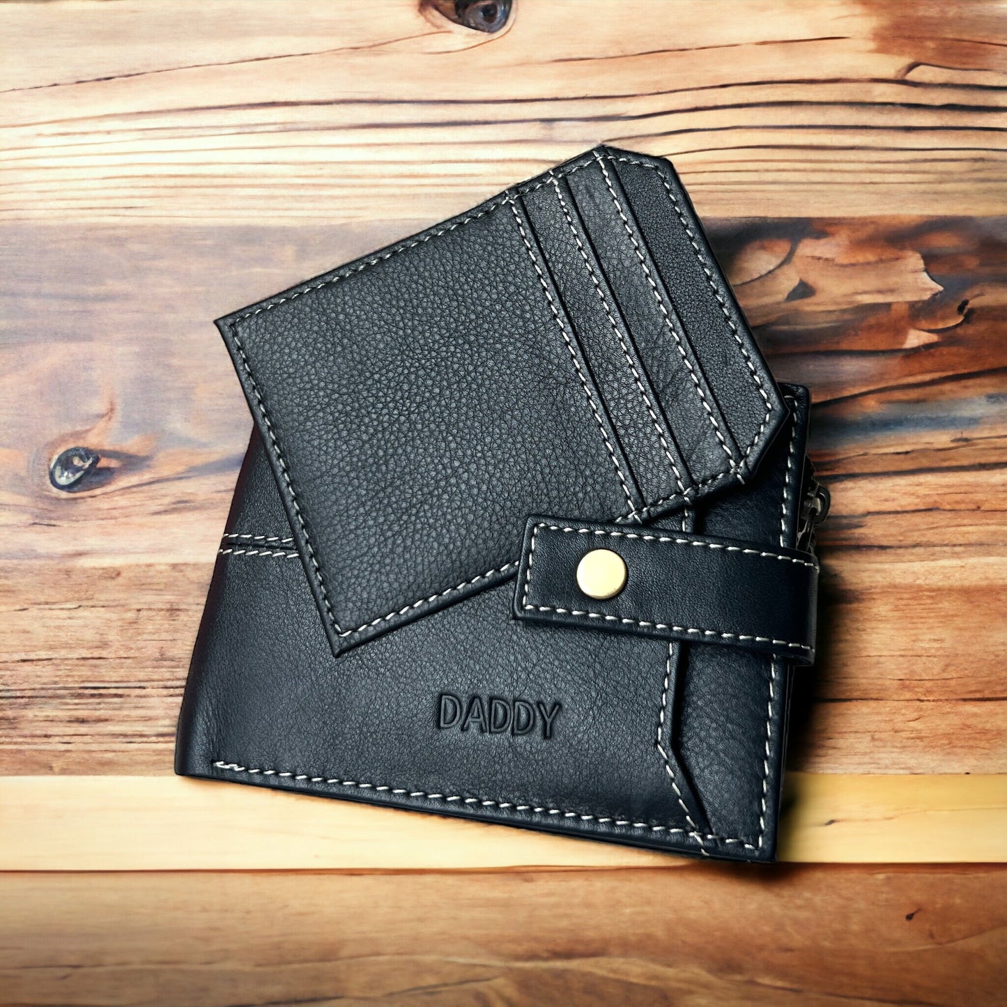 Personalised Soft Black Leather Wallet For men and Women | Uniquely Designed Real Leather RFID Wallet | Perfect Christmas, Birthday Gift