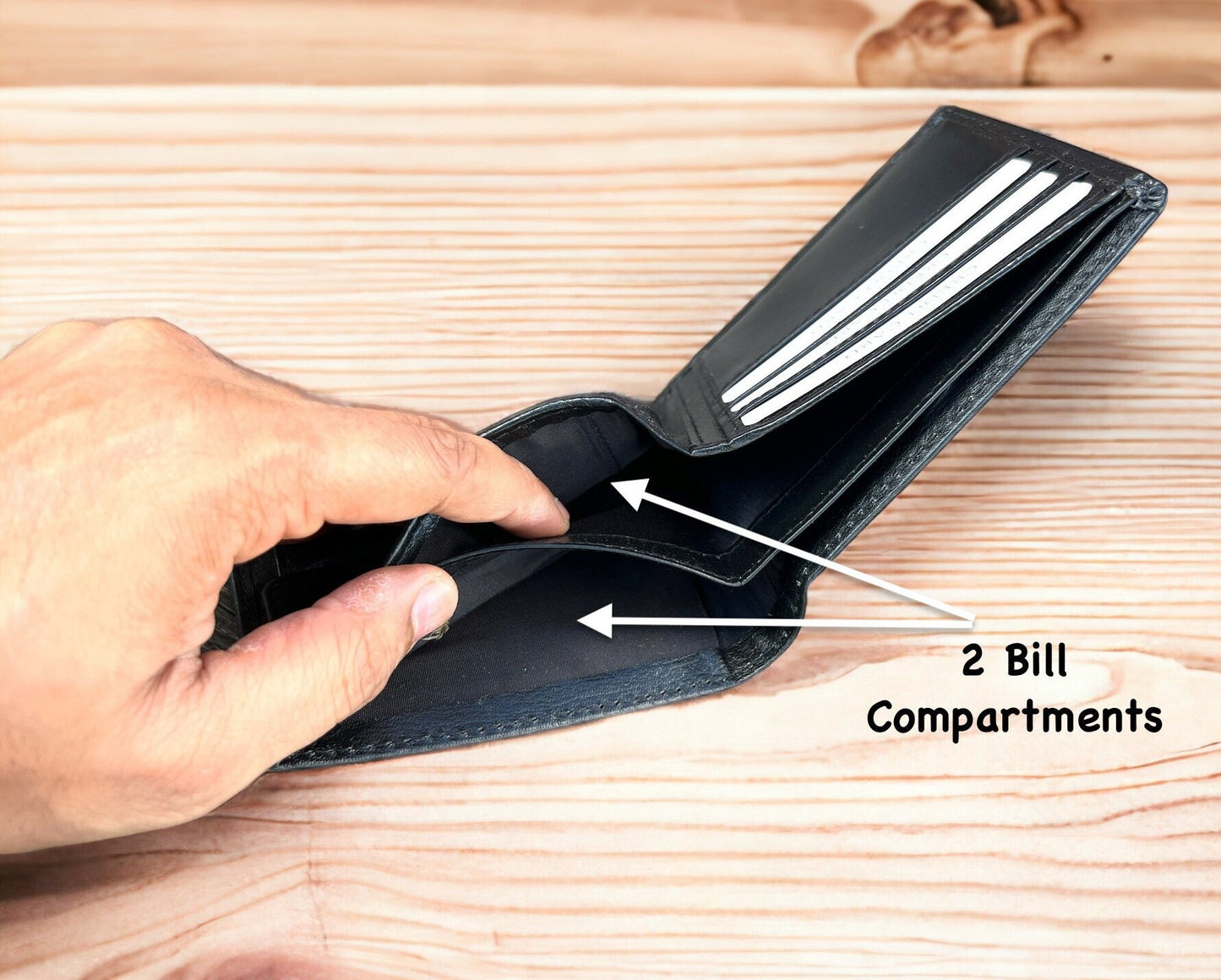 Personalised Black Soft Leather Wallet | Gift For Dad | Perfect Gift For Husband, Low Price High Quality Christmas Gift For Men, Gift Bagged