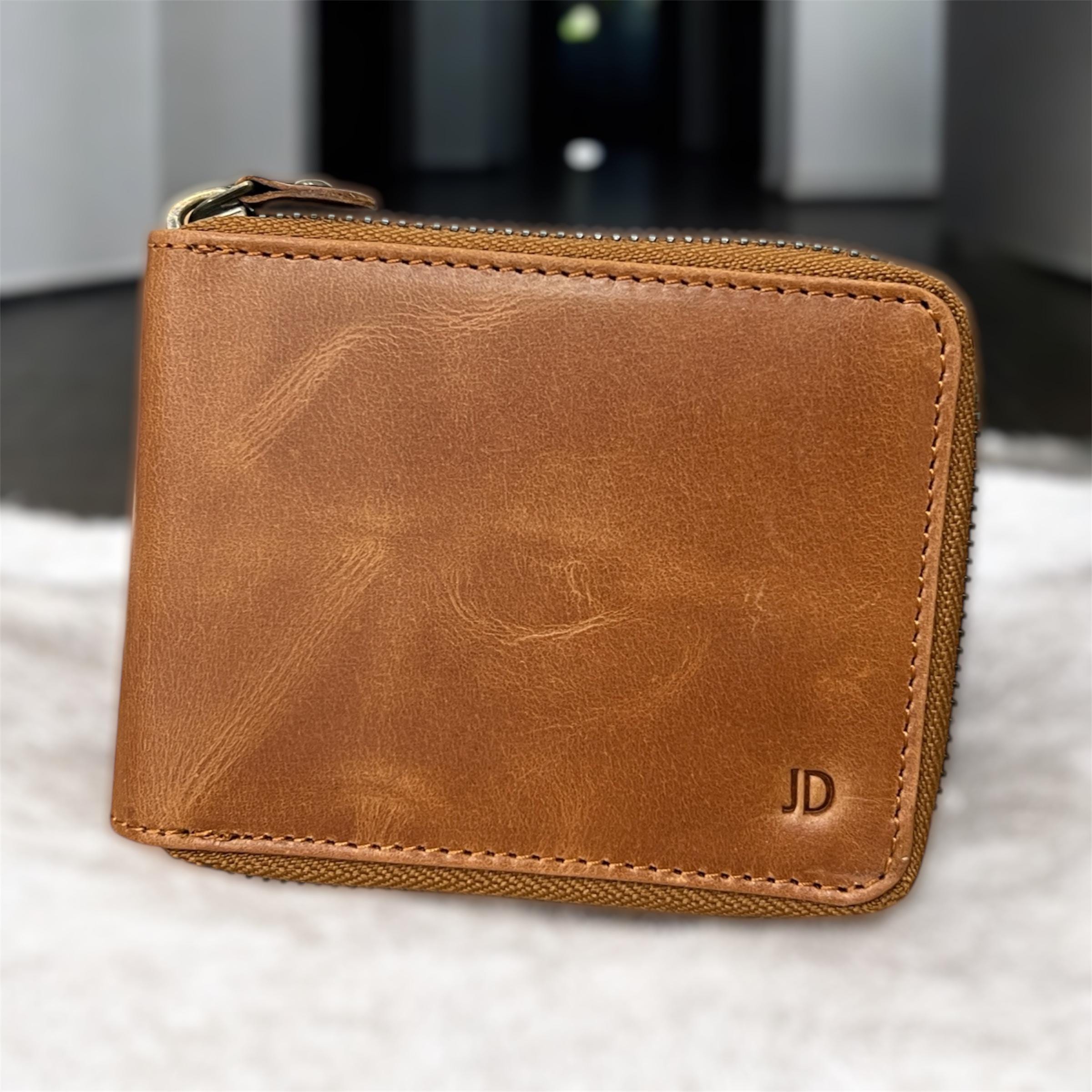 Premium RFID Leather Round Zip Wallet Gift for Him – PAARSA WAHID