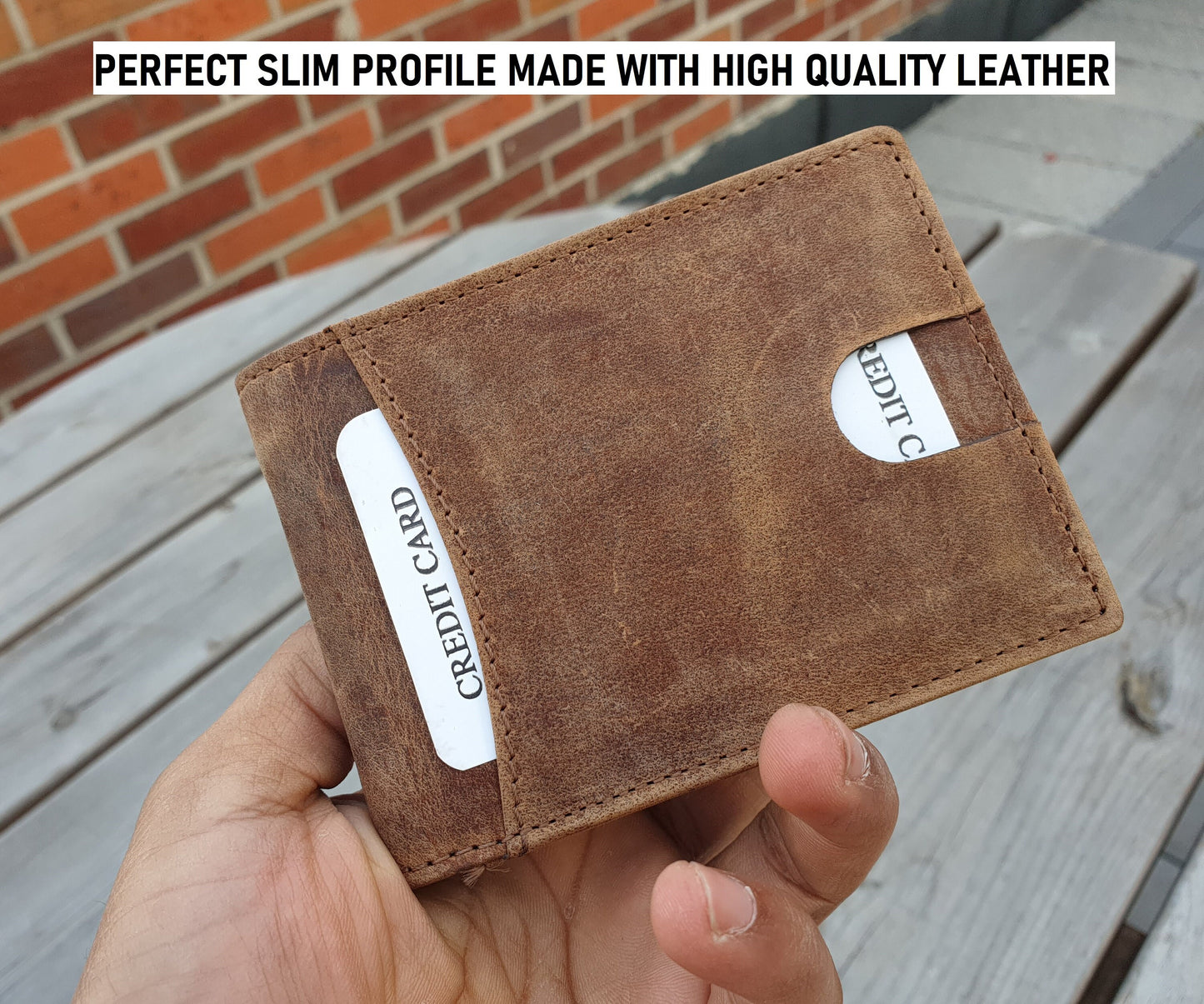 Handmade Real Leather Wallet | Slim Credit Card Cash Wallet | Engrave Name or Initials |Perfect Gift