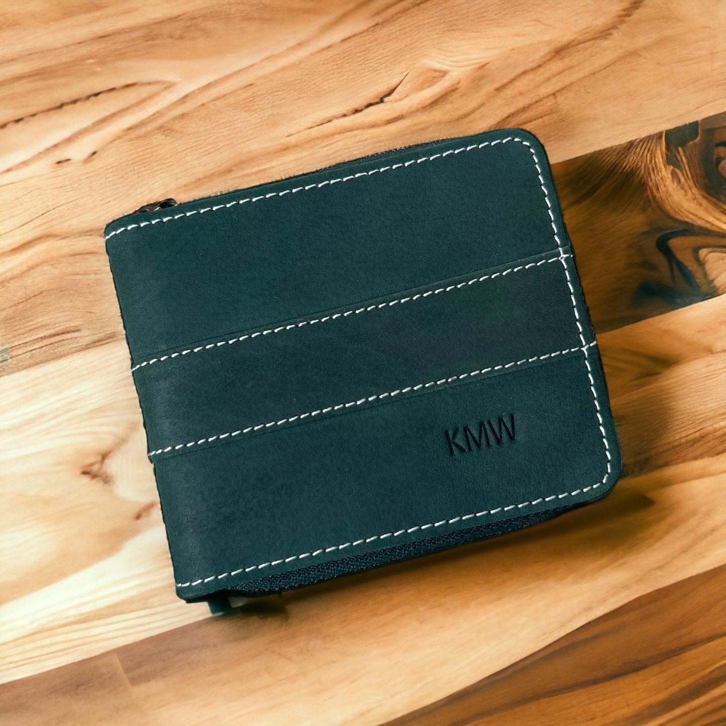 Personalised Men's Wallet | RFID Safe Real Leather Round Zipper Wallet | Unisex Anniversary, Christmas, Birthday Gift, Unique Design Wallet