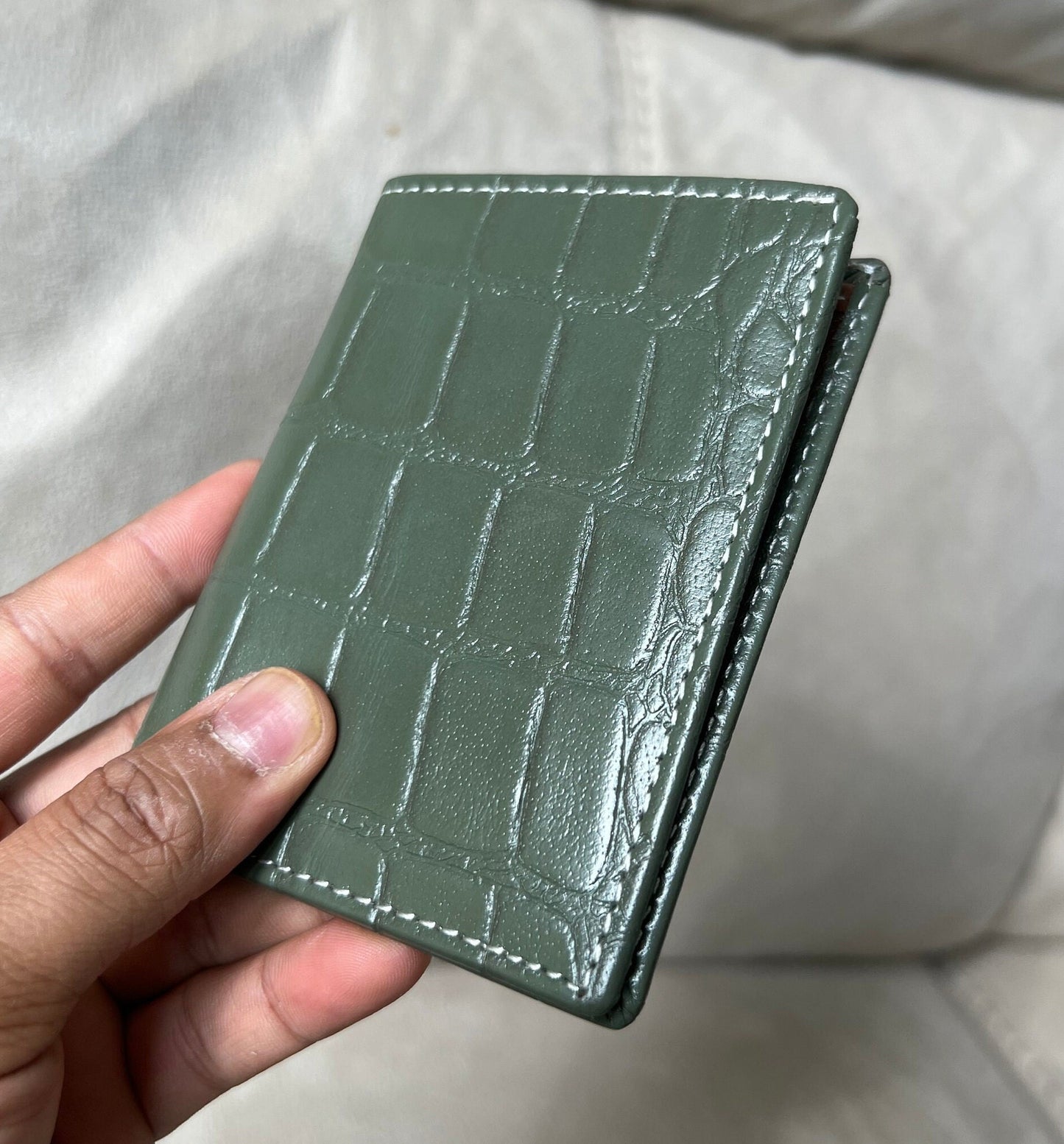 Handmade Real Leather Wallet for Men | Super Slim Leather Wallet | Crocodile Immitate Leather Wallet | Personalisable Leather Wallet